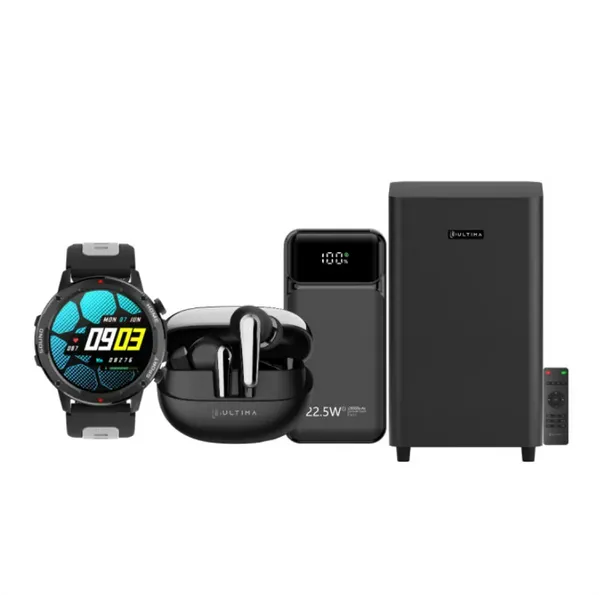 Ultima Lifestyle Combo: Wavebar 200W Soundbar + Active Smartwtach + Prime 1.0 Earbuds + Boost 20K Pro 20000mAh Powerbank